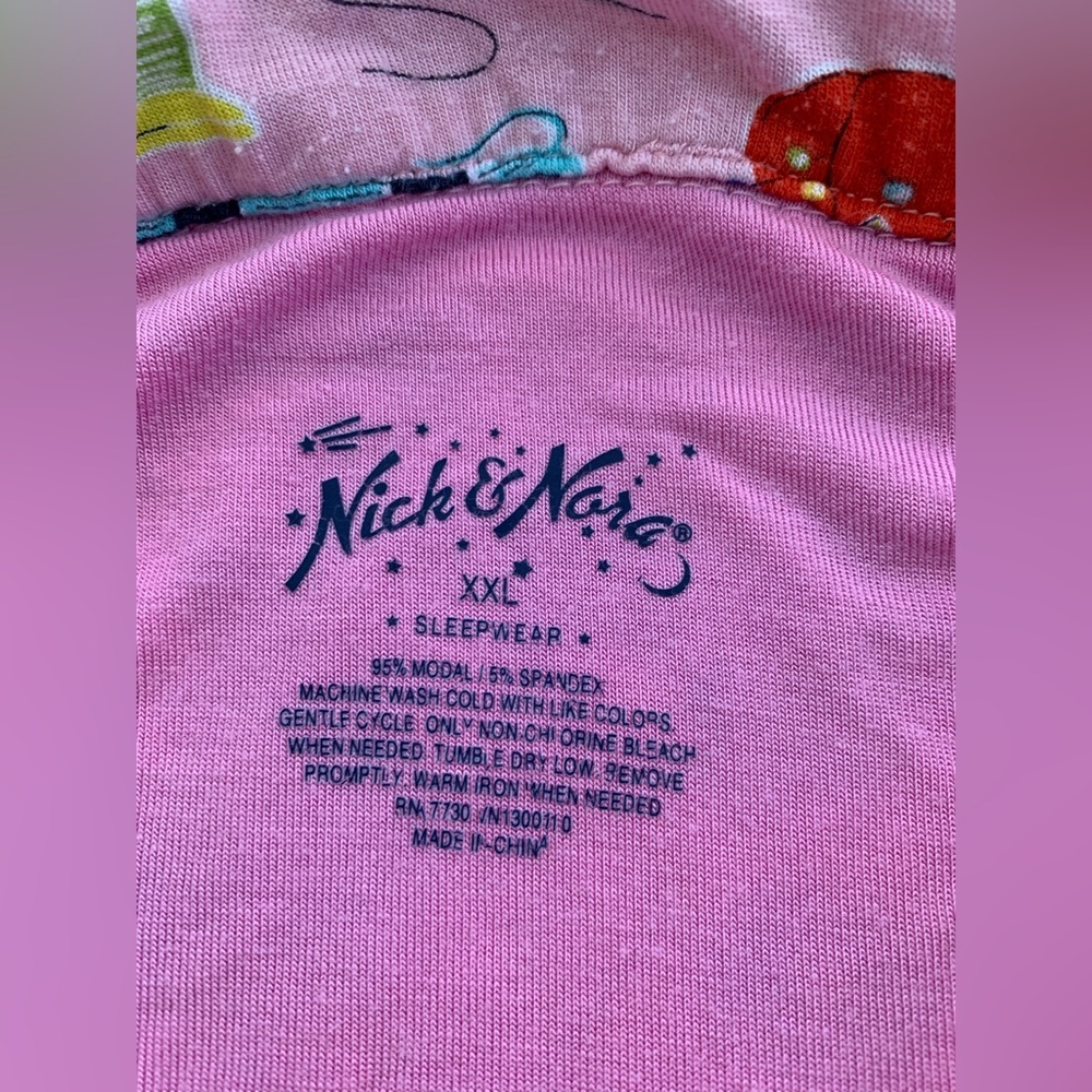 Nick & Nora Size XXL Double XL, 2XL Pink Sewing Theme Pajama Set Modal Sleepwear - Picture 3 of 9